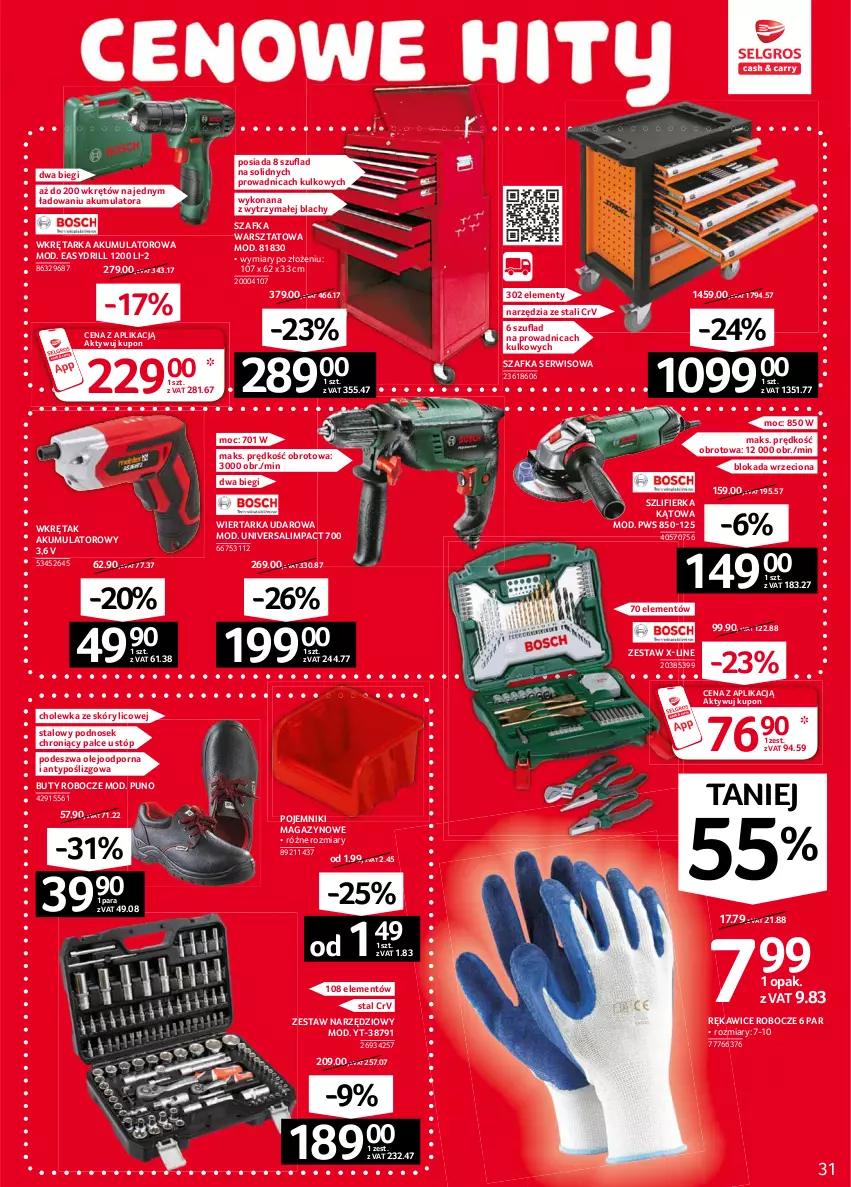 Gazetka promocyjna Selgros - Oferta przemysłowa - ważna 04.02 do 17.02.2021 - strona 31 - produkty: Akumulator, Buty, Buty robocze, Olej, Pojemnik, Por, Rękawice, Rękawice robocze, Ser, Szafka, Szlifierka, Szlifierka kątowa, Tarka, Wiertarka, Wiertarka udarowa, Wkręt, Wkrętak akumulatorowy, Wkrętarka, Wkrętów, Zestaw narzędzi