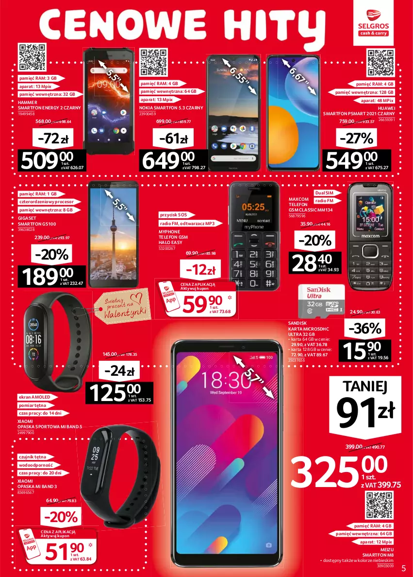 Gazetka promocyjna Selgros - Oferta przemysłowa - ważna 04.02 do 17.02.2021 - strona 5 - produkty: Amol, Halo, Huawei, MyPhone, Nokia, Opaska, Por, Procesor, Smartfon, Sos, Sport, Telefon