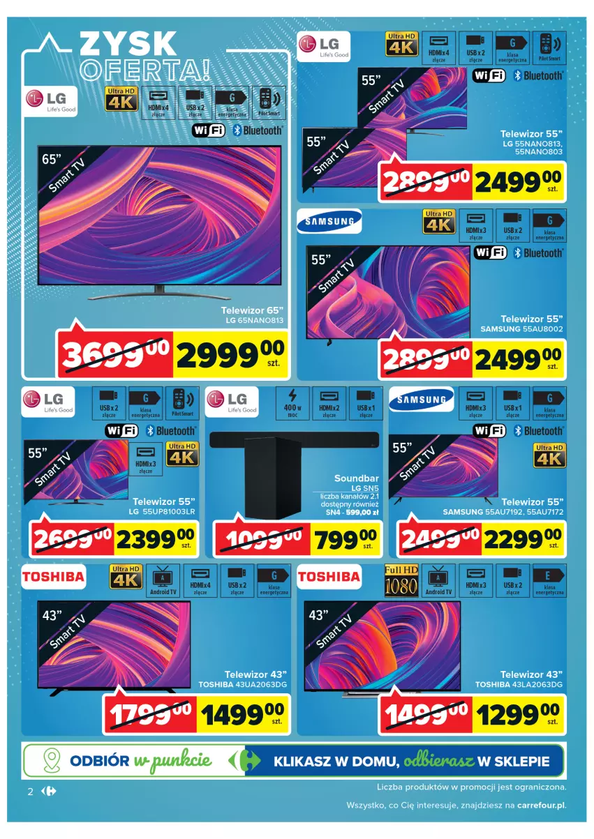 Gazetka promocyjna Carrefour - Gazetka Multimedia - ważna 15.02 do 05.03.2022 - strona 2 - produkty: LG, Toshiba