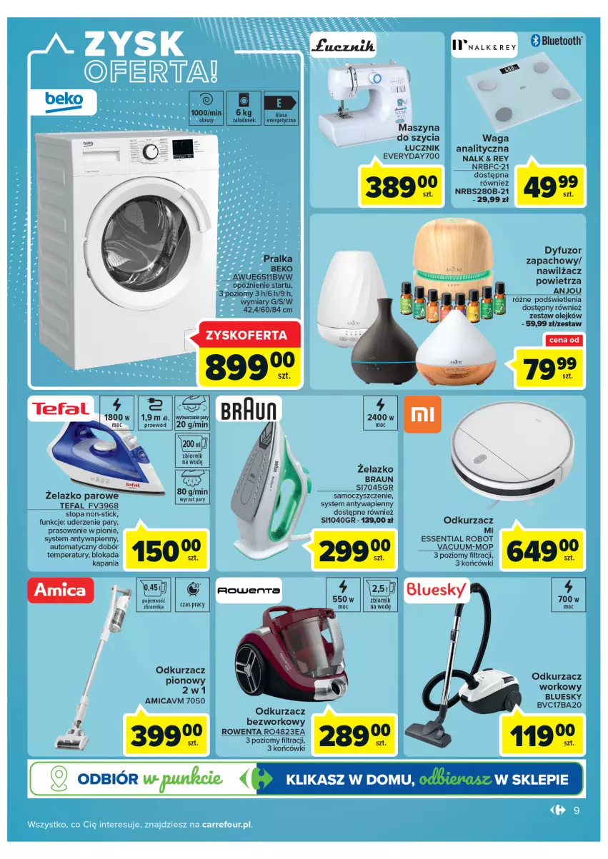 Gazetka promocyjna Carrefour - Gazetka Multimedia - ważna 15.02 do 05.03.2022 - strona 9 - produkty: Amica, Beko, Braun, Fa, Mop, Odkurzacz, Olej, Pralka, Przewód, Robot, Rowenta, Szyna, Tefal, Top, Waga