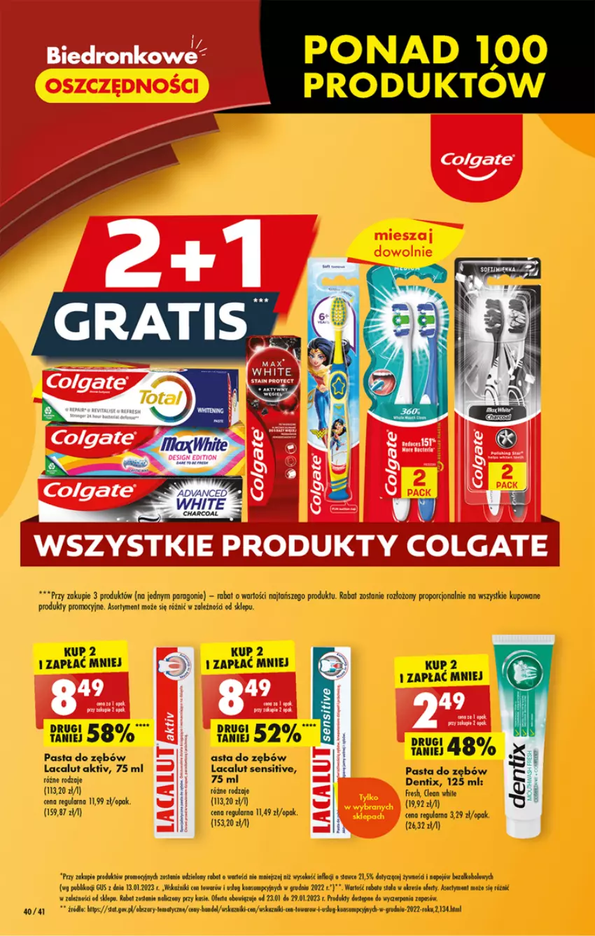 Gazetka promocyjna Biedronka - Gazetka - Biedronka.pl - ważna 23.01 do 28.01.2023 - strona 40 - produkty: Colgate, Lacalut, LG, Pasta do zębów, Por, Sok