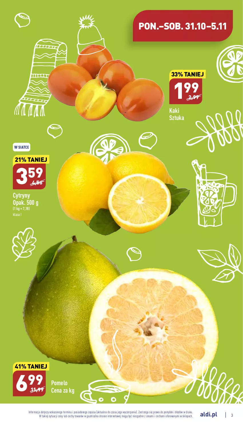 Gazetka promocyjna Aldi - Pełny katalog - ważna 31.10 do 05.11.2022 - strona 3 - produkty: Cytryny, Kaki, Pomelo