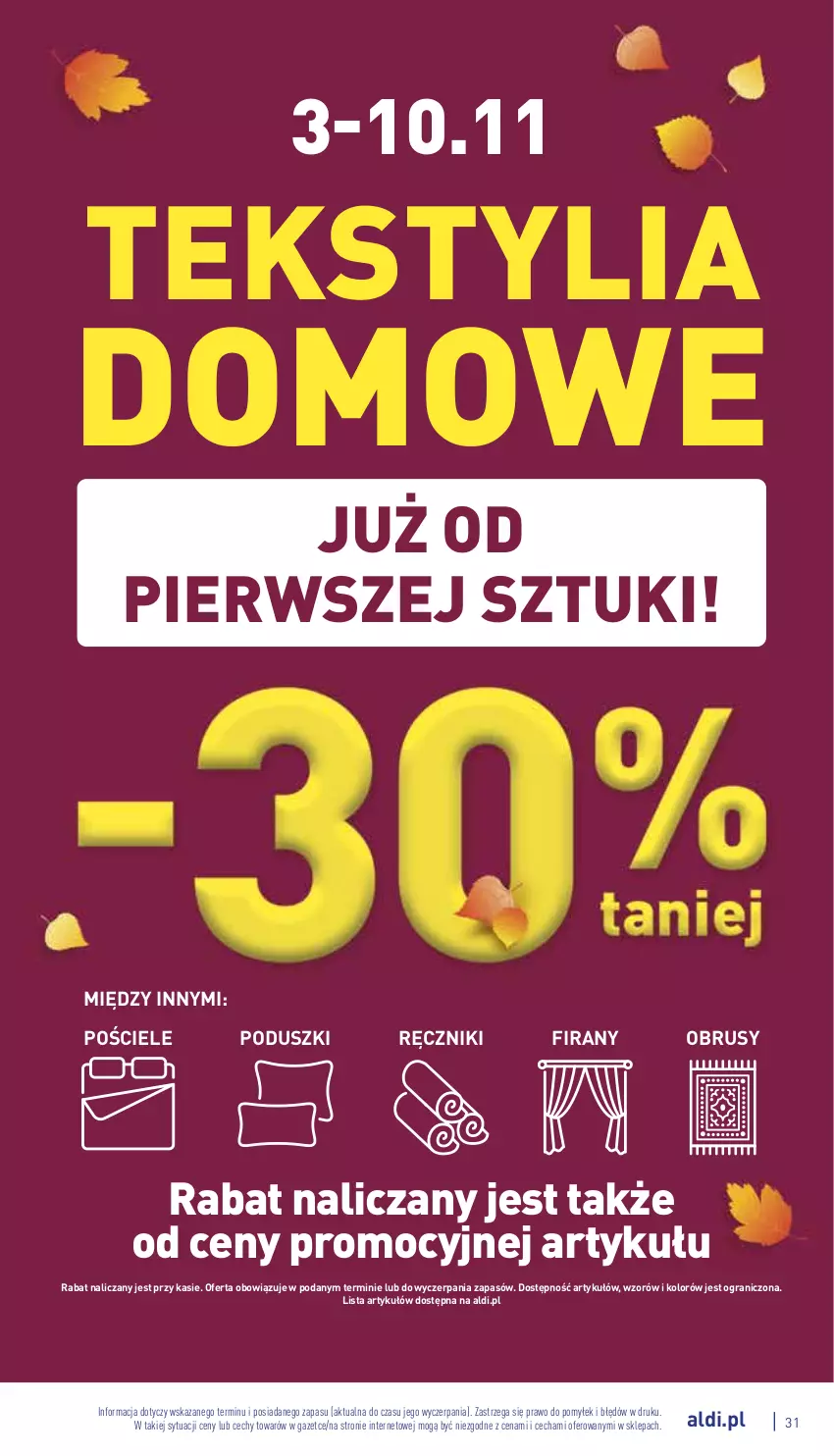 Gazetka promocyjna Aldi - Pełny katalog - ważna 31.10 do 05.11.2022 - strona 31 - produkty: Gra, Obrus, Pościel, Ręcznik