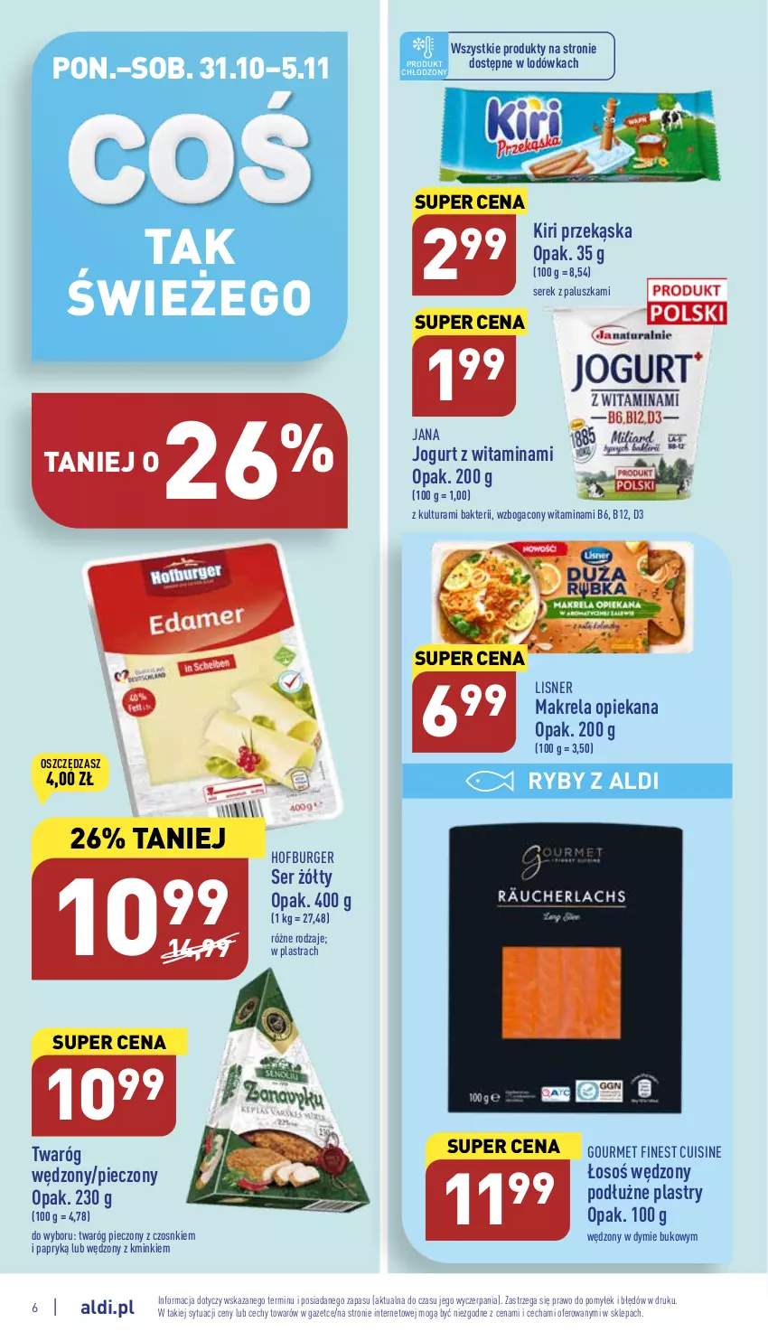 Gazetka promocyjna Aldi - Pełny katalog - ważna 31.10 do 05.11.2022 - strona 6 - produkty: Burger, Hofburger, Jogurt, Lisner, Lodówka, Piec, Ser, Serek, Twaróg