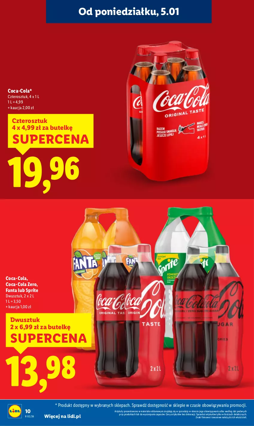 Gazetka promocyjna Lidl - GAZETKA - ważna 05.01 do 07.01.2026 - strona 10 - produkty: Coca-Cola, Fa, Fanta, Sprite
