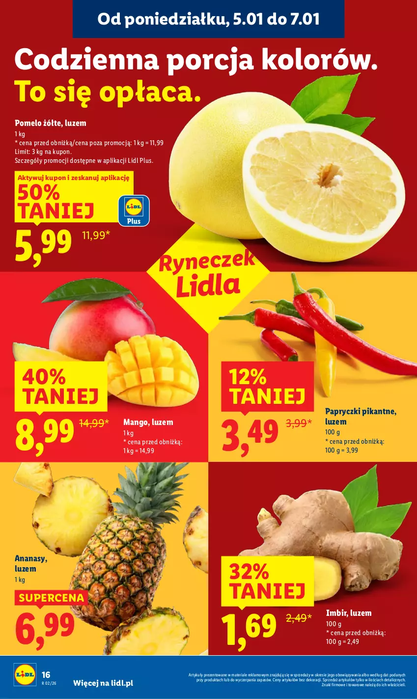 Gazetka promocyjna Lidl - GAZETKA - ważna 05.01 do 07.01.2026 - strona 18 - produkty: Ananas, Imbir, Mango, Papryczki pikantne, Pomelo, Por