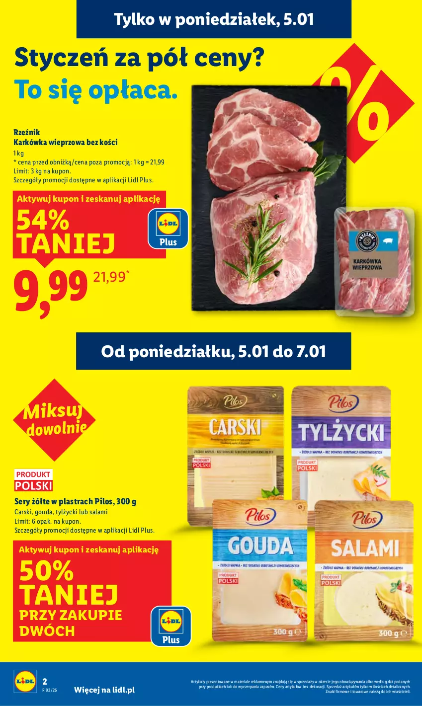 Gazetka promocyjna Lidl - GAZETKA - ważna 05.01 do 07.01.2026 - strona 2 - produkty: Cars, Gouda, Karkówka wieprzowa, Pilos, Salami, Ser