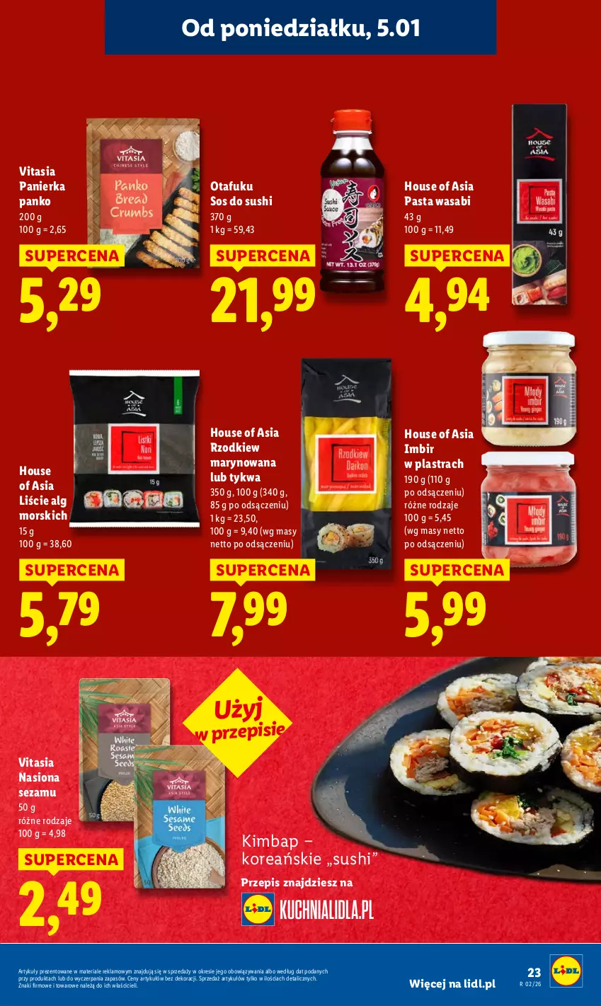 Gazetka promocyjna Lidl - GAZETKA - ważna 05.01 do 07.01.2026 - strona 25 - produkty: House of Asia, Imbir, LG, Pasta wasabi, Sezam, Sos, Sushi, Wasa