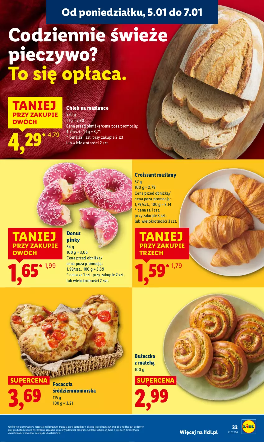 Gazetka promocyjna Lidl - GAZETKA - ważna 05.01 do 07.01.2026 - strona 35 - produkty: Chleb, Croissant, Donut, Focaccia, Piec, Pieczywo