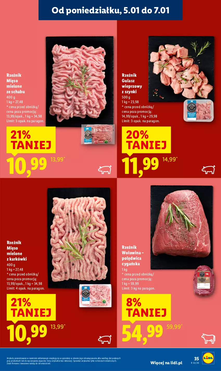 Gazetka promocyjna Lidl - GAZETKA - ważna 05.01 do 07.01.2026 - strona 37 - produkty: Mięso, Mięso mielone, Polędwica, Wołowina
