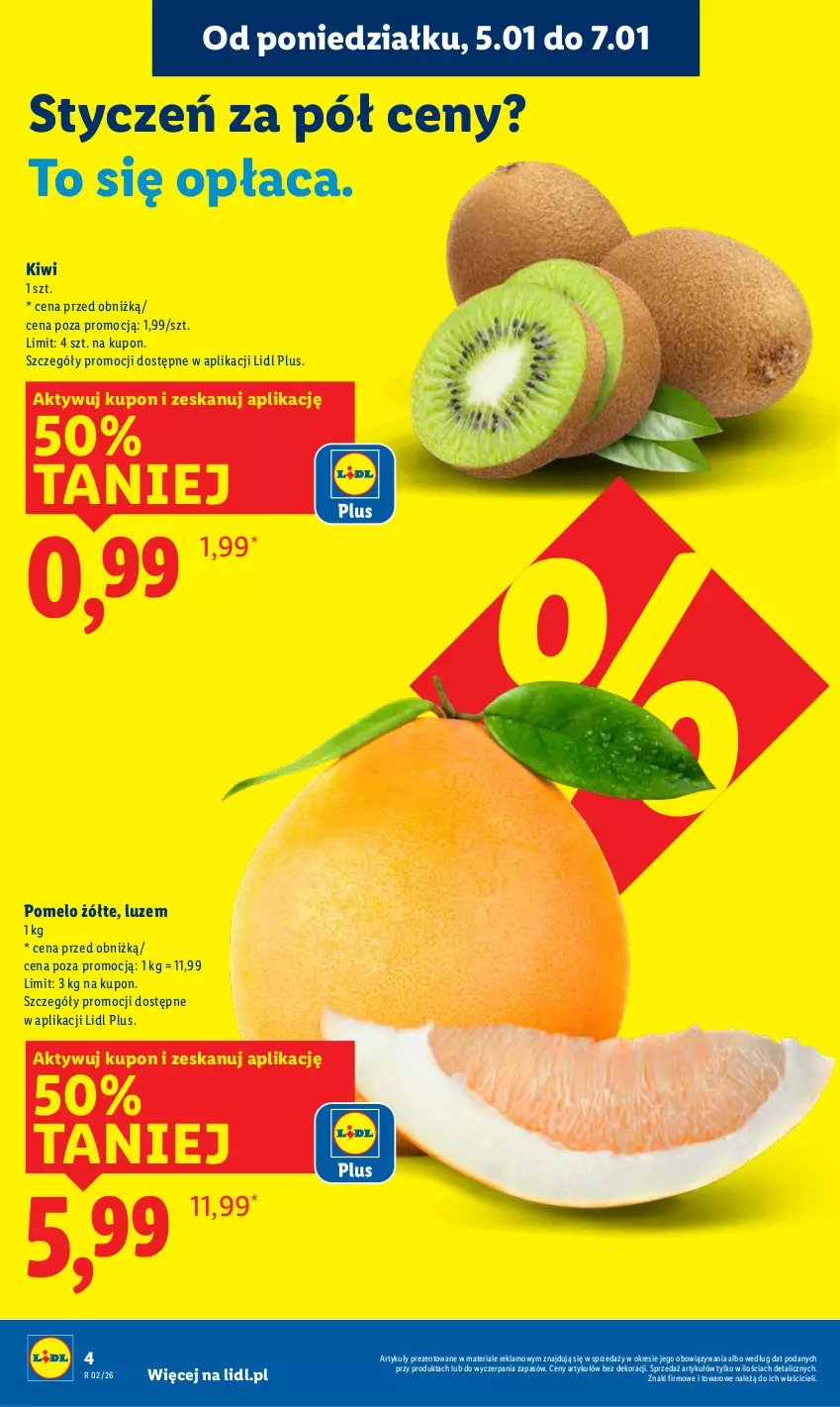 Gazetka promocyjna Lidl - GAZETKA - ważna 05.01 do 07.01.2026 - strona 4 - produkty: Kiwi, Pomelo