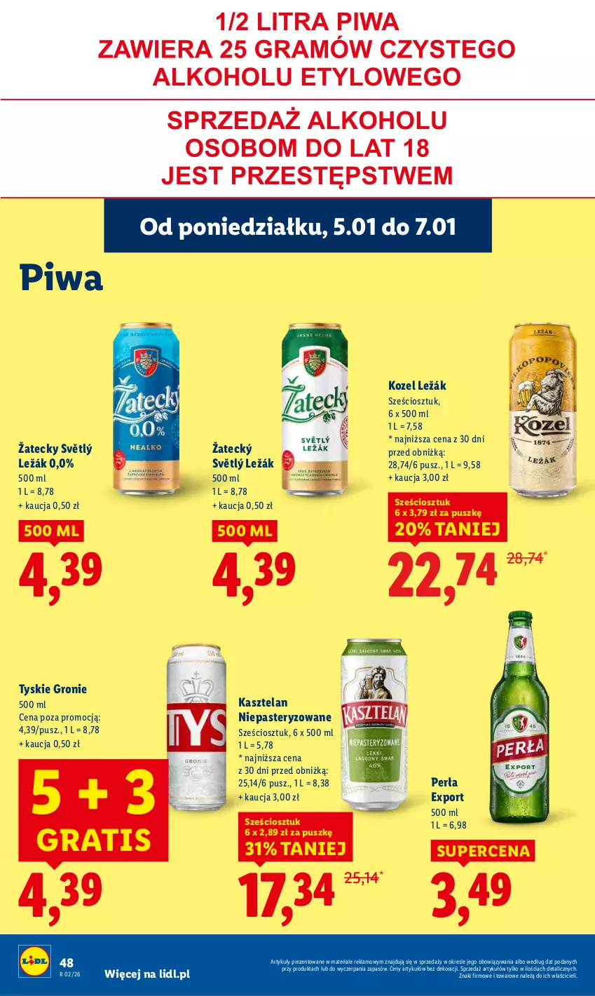 Gazetka promocyjna Lidl - GAZETKA - ważna 05.01 do 07.01.2026 - strona 50 - produkty: Gra, Kasztelan, Kozel, Perła, Piwa, Por, Tyskie