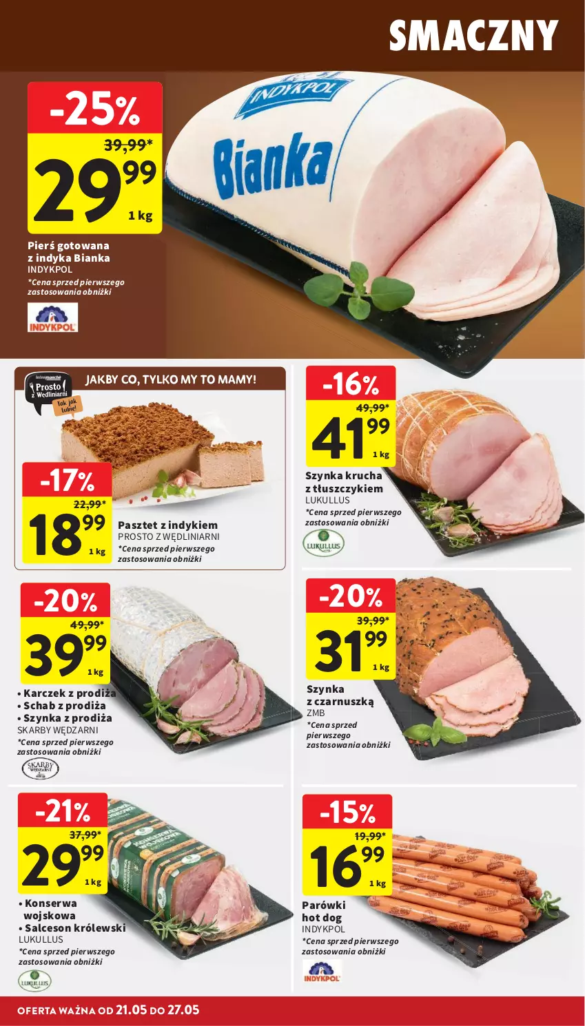 Gazetka promocyjna Intermarche - Gazetka Intermarche - ważna 21.05 do 27.05.2026 - strona 18 - produkty: Bianka, Hot dog, Królewski, Parówki, Parówki hot dog, Pasztet, Salceson, Ser, Szynka