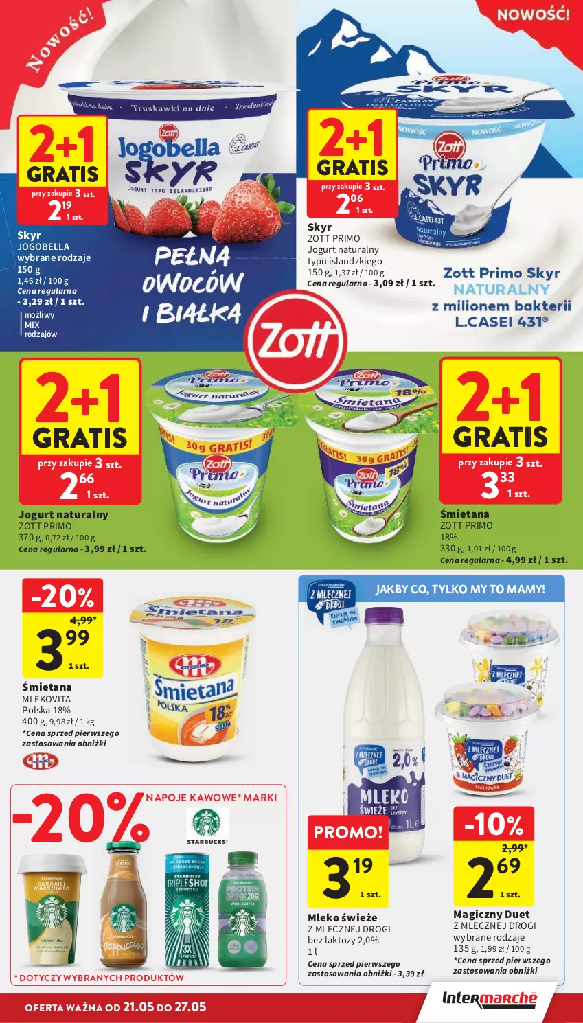 Gazetka promocyjna Intermarche - Gazetka Intermarche - ważna 21.05 do 27.05.2026 - strona 23 - produkty: Bell, Bella, Gra, Isla, Jogobella, Jogurt, Jogurt naturalny, Mleko, Mlekovita, Napoje, Zott, Zott Primo
