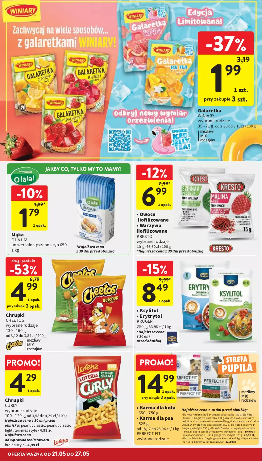 Gazetka promocyjna Intermarche - Gazetka Intermarche - ważna 21.05 do 27.05.2026 - strona 30 - produkty: Cheetos, Chrupki, Fa, Gala, Galaretka, Ksylitol, Kurczak, Mąka, Owoce, Warzywa, Winiary