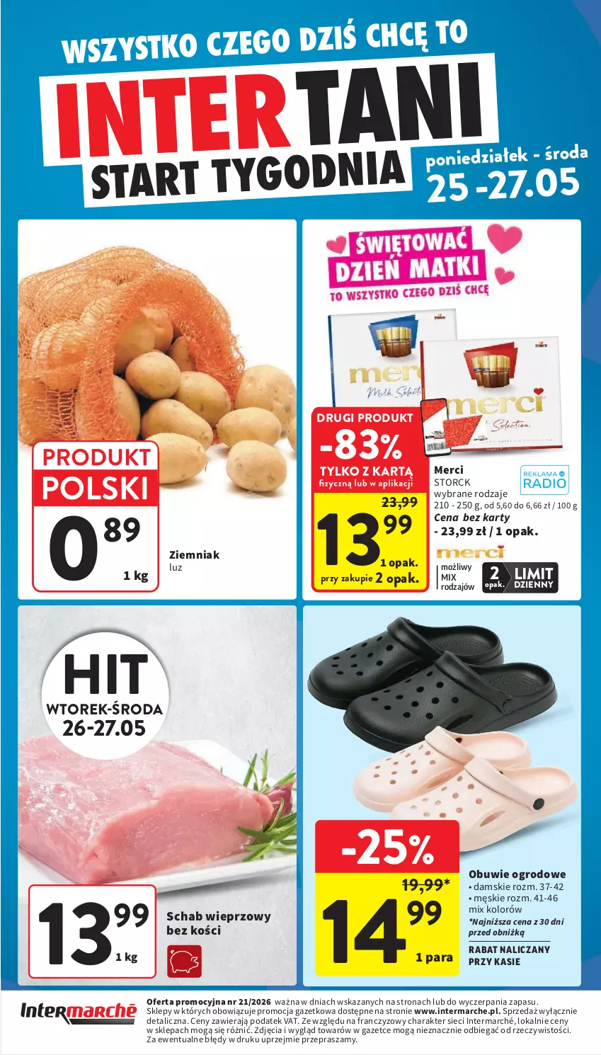 Gazetka promocyjna Intermarche - Gazetka Intermarche - ważna 21.05 do 27.05.2026 - strona 44 - produkty: Merci, Obuwie, Schab wieprzowy