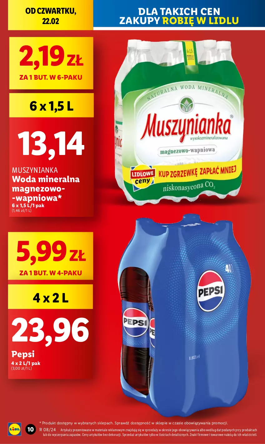 Gazetka promocyjna Lidl - GAZETKA - ważna 22.02 do 24.02.2024 - strona 10 - produkty: Magnez, Mus, Muszynianka, Pepsi, Woda, Woda mineralna