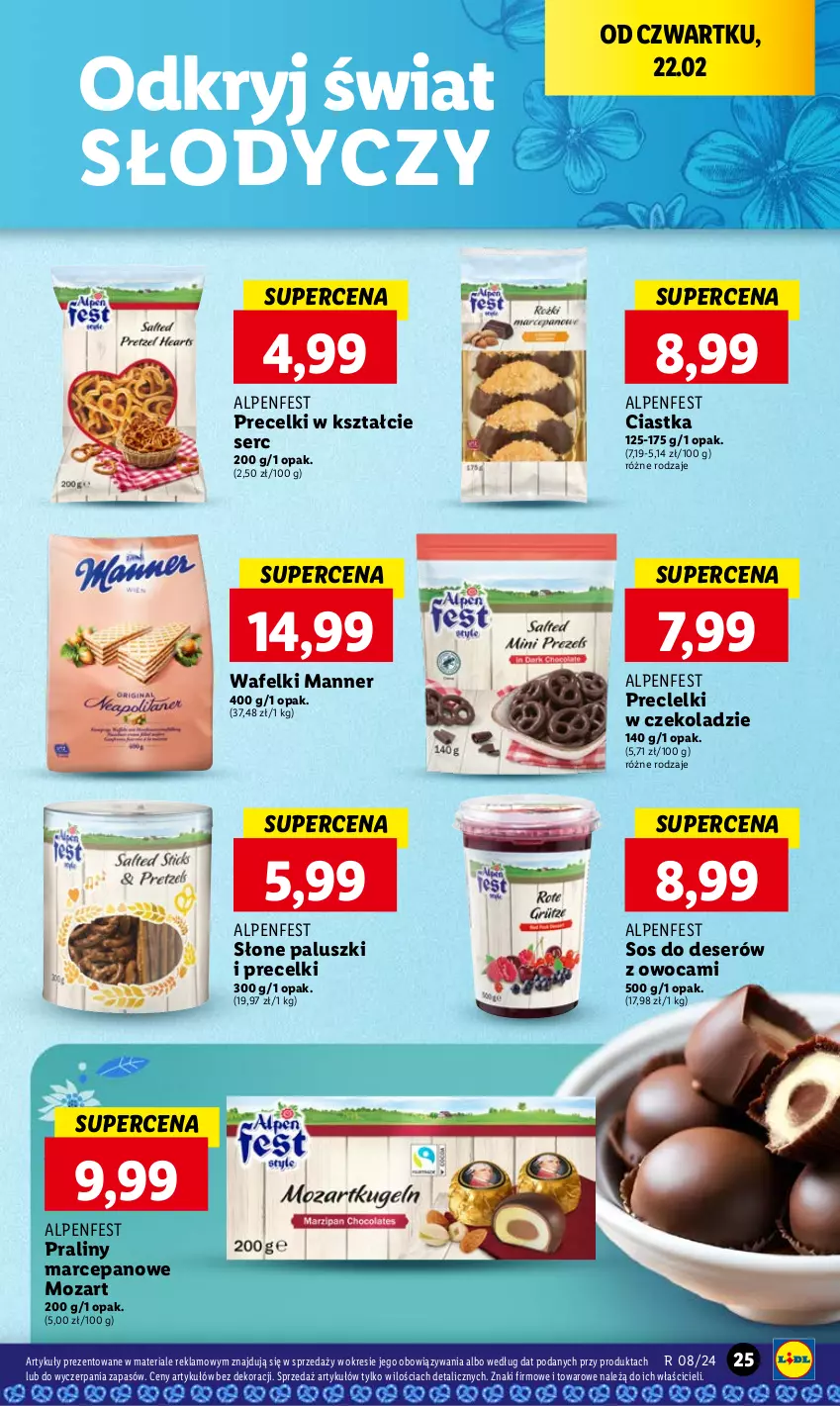 Gazetka promocyjna Lidl - GAZETKA - ważna 22.02 do 24.02.2024 - strona 29 - produkty: Ciastka, Deser, Praliny, Precelki, Precle, Ser, Słone paluszki, Sos