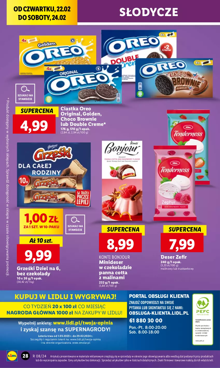 Gazetka promocyjna Lidl - GAZETKA - ważna 22.02 do 24.02.2024 - strona 36 - produkty: Brownie, Ciastka, Deser, Gin, Gry, Grześki, Mola, Oreo, Panna cotta, Ser