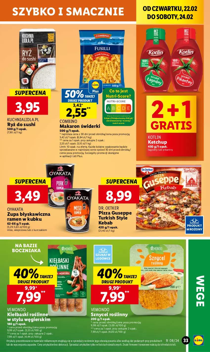 Gazetka promocyjna Lidl - GAZETKA - ważna 22.02 do 24.02.2024 - strona 43 - produkty: Boczniak, Dr. Oetker, Gra, Kebab, Ketchup, Kotlin, Kuchnia, Kurczak, Makaron, Olej, Pizza, Ryż, Ryż do sushi, Sushi, Wazon, Zupa