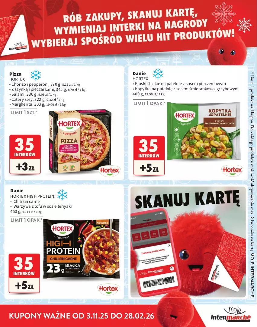 Gazetka promocyjna Intermarche - Gazetka Intermarche - ważna 03.11.2025 do 28.02.2026 - strona 19 - produkty: Hortex, Kopytka, Piec, Pieczarka, Pizza, Salami, Ser, Sos, Tofu, Warzywa