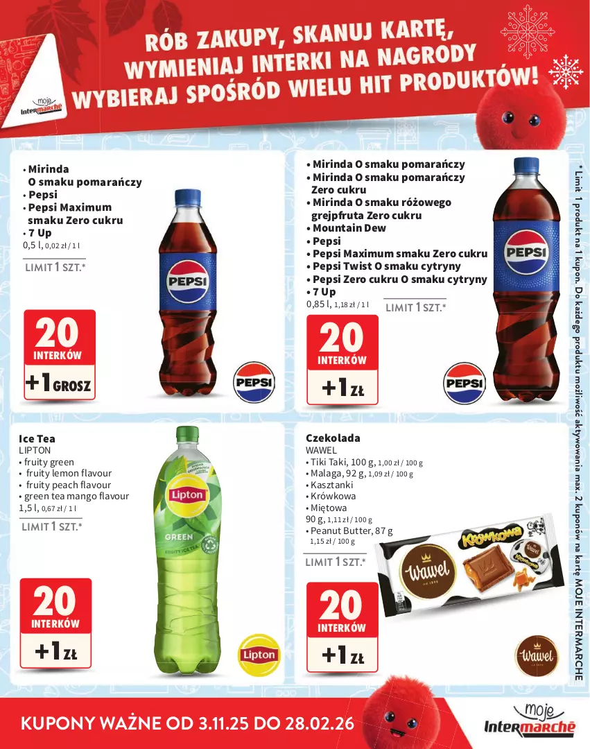Gazetka promocyjna Intermarche - Gazetka Intermarche - ważna 03.11.2025 do 28.02.2026 - strona 9 - produkty: Cytryny, Czekolada, Grejpfrut, Ice tea, Lipton, Mango, Mirinda, Pepsi, Pepsi max, Wawel