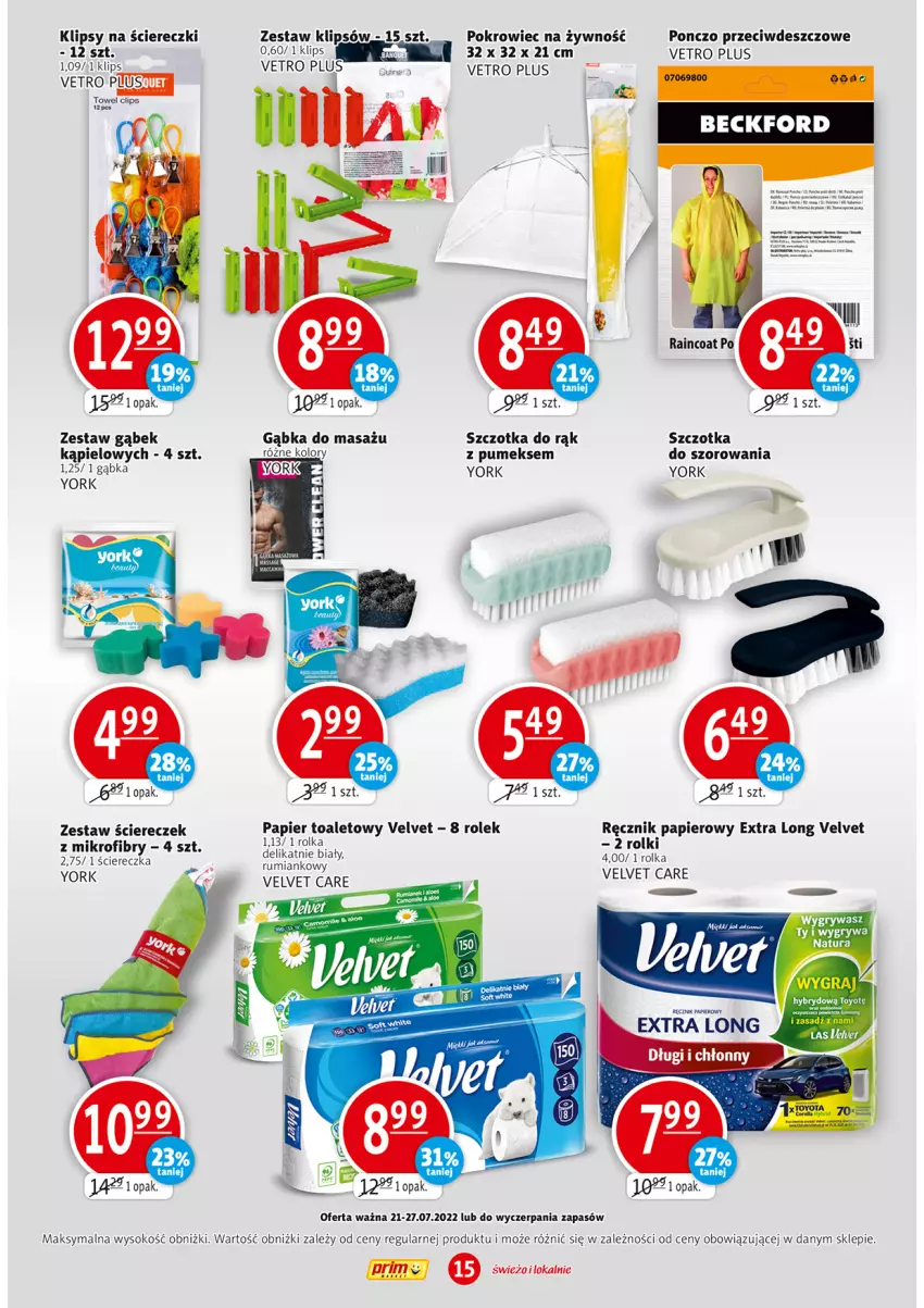 Gazetka promocyjna Prim Market - ważna 21.07 do 27.07.2022 - strona 15 - produkty: Gry, Papier, Papier toaletowy, Pokrowiec, Ponczo, Pumeks, Ręcznik, Rolki, Rum, Sok, Szczotka, Toyo, Velvet