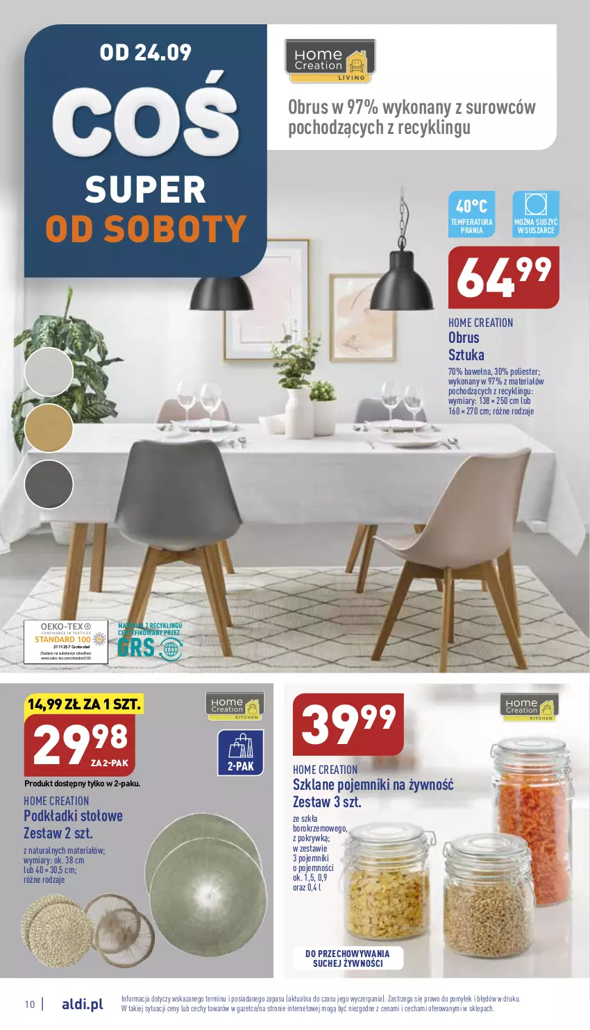 Gazetka promocyjna Aldi - Zaplanuj zakupy wcześniej - ważna 21.09 do 24.09.2022 - strona 10 - produkty: Obrus, Podkład, Pojemnik, Wełna