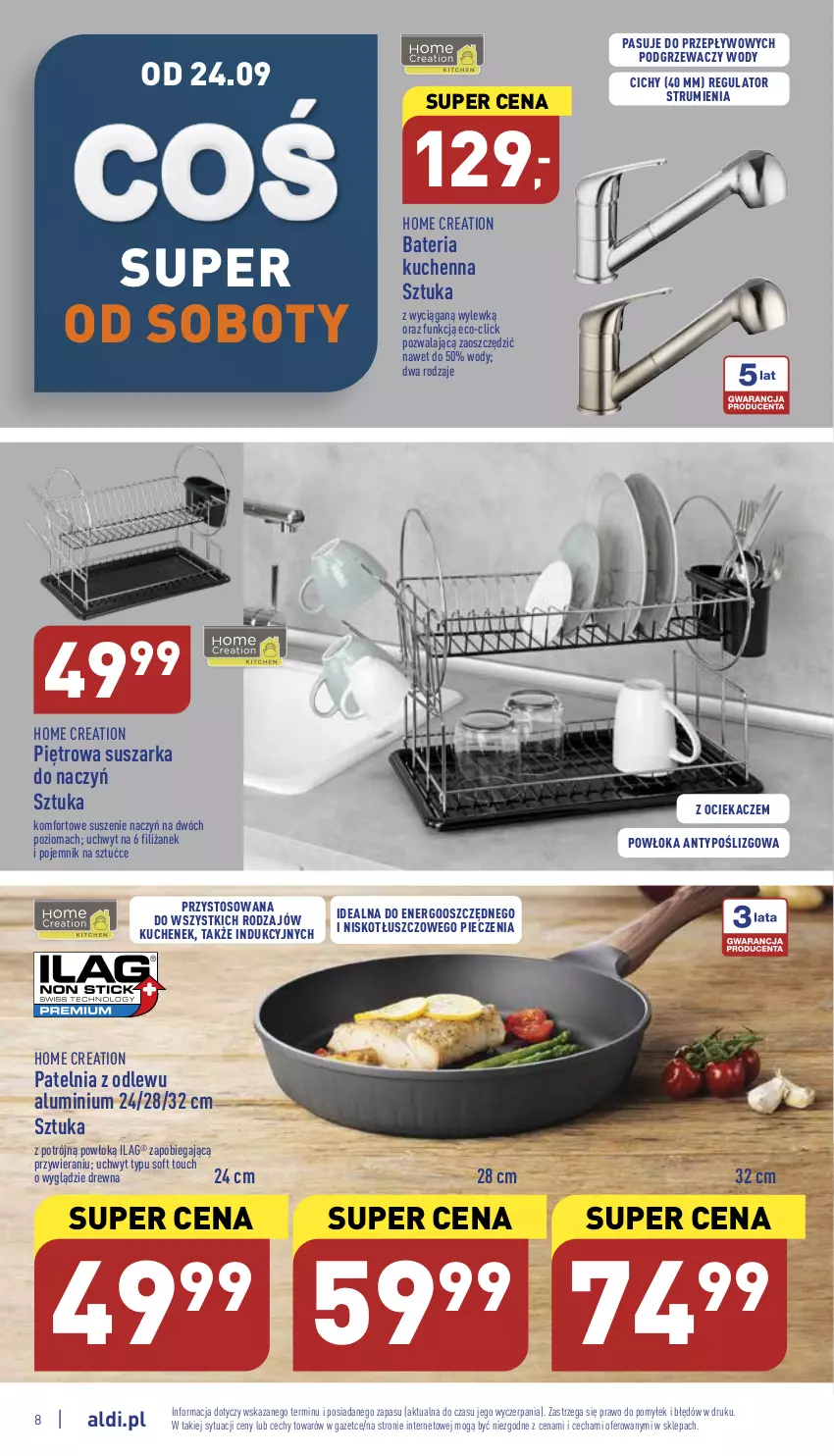 Gazetka promocyjna Aldi - Zaplanuj zakupy wcześniej - ważna 21.09 do 24.09.2022 - strona 8 - produkty: Bateria, Bateria kuchenna, Ociekacz, Patelnia, Piec, Pojemnik, Pojemnik na sztućce, Rum, Suszarka, Suszarka do naczyń