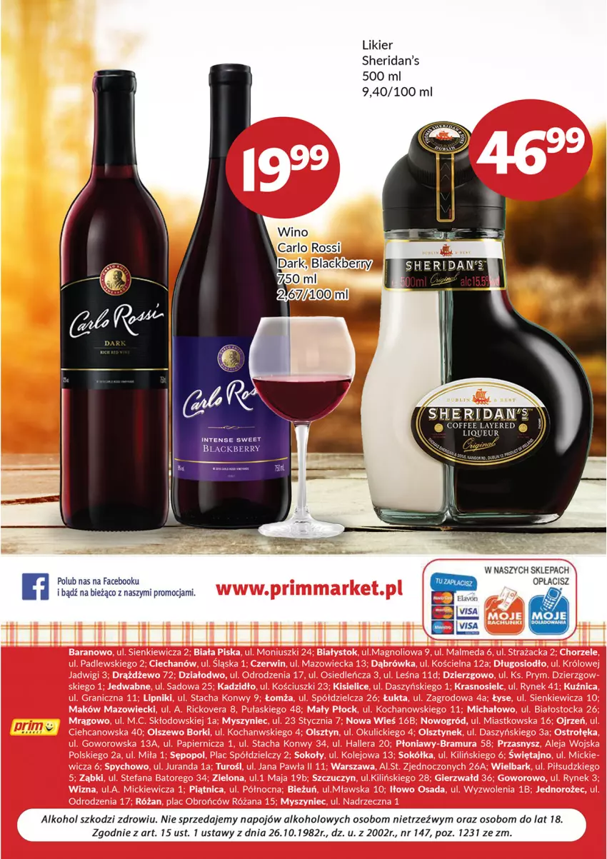 Gazetka promocyjna Prim Market - Gazetka - ważna 06.09 do 30.09.2021 - strona 8 - produkty: Carlo Rossi, Fa, Lack, Likier, Sheridan's, Wino