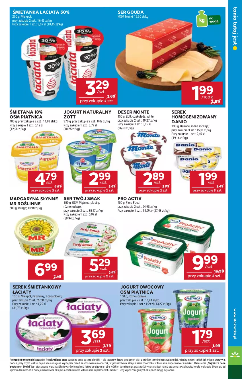 Gazetka promocyjna Stokrotka - Market - ważna 16.10 do 22.10.2025 - strona 11 - produkty: Czekolada, Danio, Danone, Deser, Flora, Gouda, Jogurt, Jogurt naturalny, Jogurt owocowy, Margaryna, Mięso, Monte, Owoce, Piątnica, Ser, Serek, Serek homogenizowany, Słynne, Słynne MR Roślinne, Twój Smak, Warzywa, Zott
