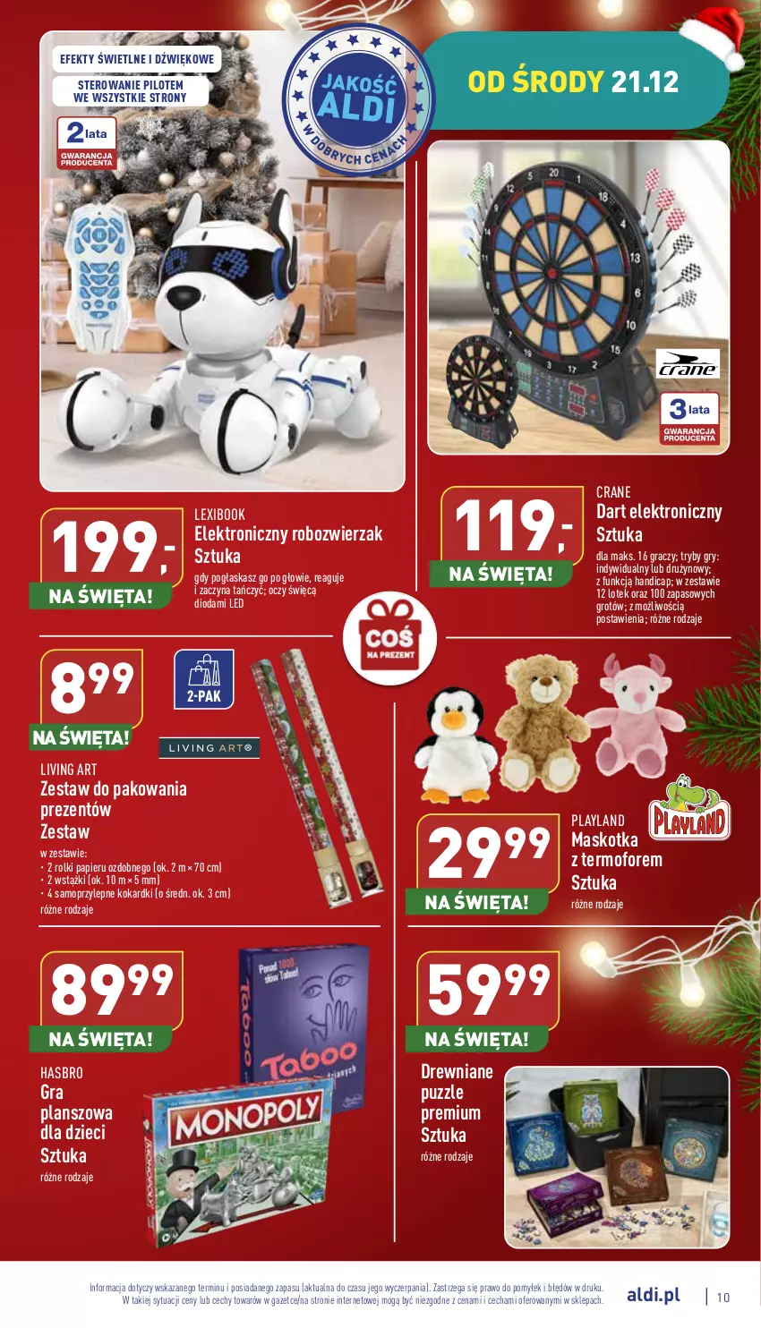 Gazetka promocyjna Aldi - Zaplanuj zakupy wcześniej - ważna 21.12 do 24.12.2022 - strona 10 - produkty: Dart elektroniczny, Dzieci, Gra, Gry, Hasbro, Mop, Papier, Puzzle, Rolki