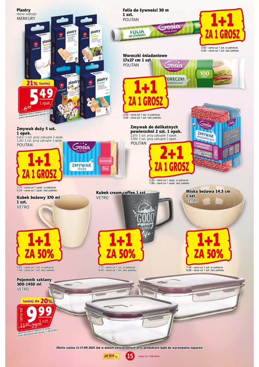 Gazetka promocyjna Prim Market - ważna 11.09 do 17.09.2025 - strona 15 - produkty: Danio, Kubek, Miska, Pojemnik, Pojemnik szklany