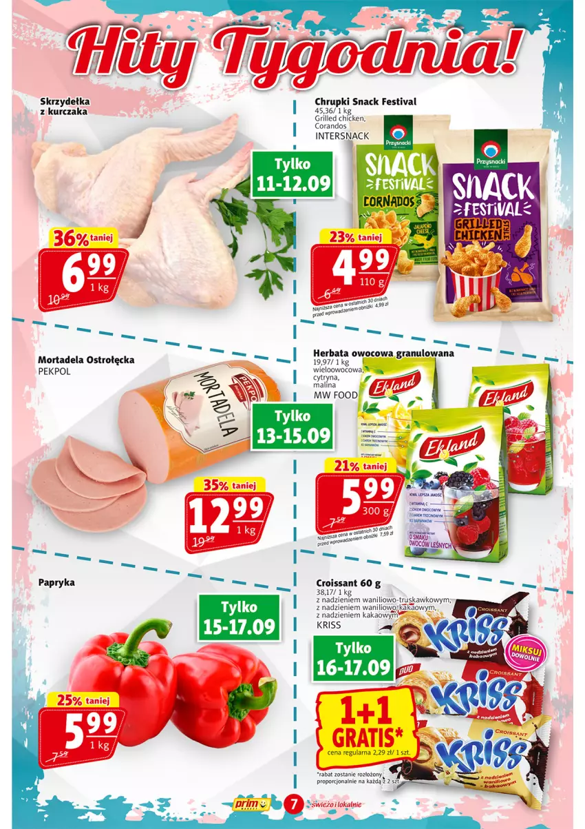 Gazetka promocyjna Prim Market - ważna 11.09 do 17.09.2025 - strona 7 - produkty: Chrupki, Croissant, Gra, Grill, Herbata, Herbata owocowa, Kakao, Kurczak, Pekpol, Przysnacki