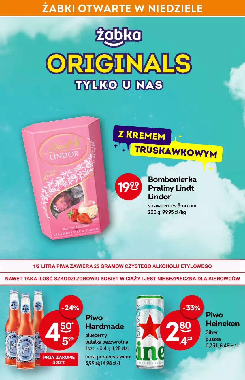 Gazetka promocyjna Żabka - ważna 02.03 do 08.03.2022 - strona 8 - produkty: Eleo, Gin, Gra, Heineken, Lindor, Lindt, Piec, Piwa, Piwo, Praliny