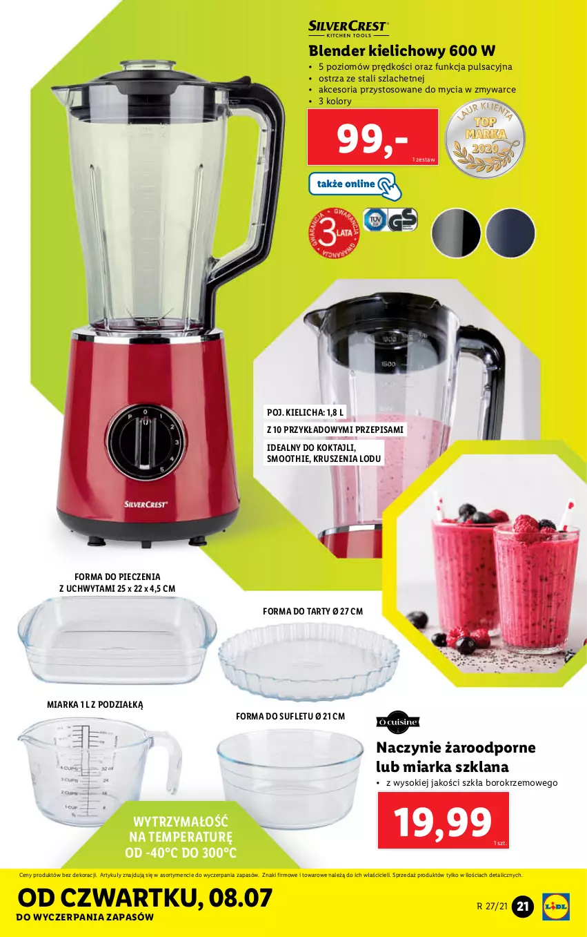 Gazetka promocyjna Lidl - GAZETKA - ważna 05.07 do 10.07.2021 - strona 21 - produkty: Blender, Forma do pieczenia, LANA, Miarka, Naczynie żaroodporne, Piec, Por, Smoothie, Sok