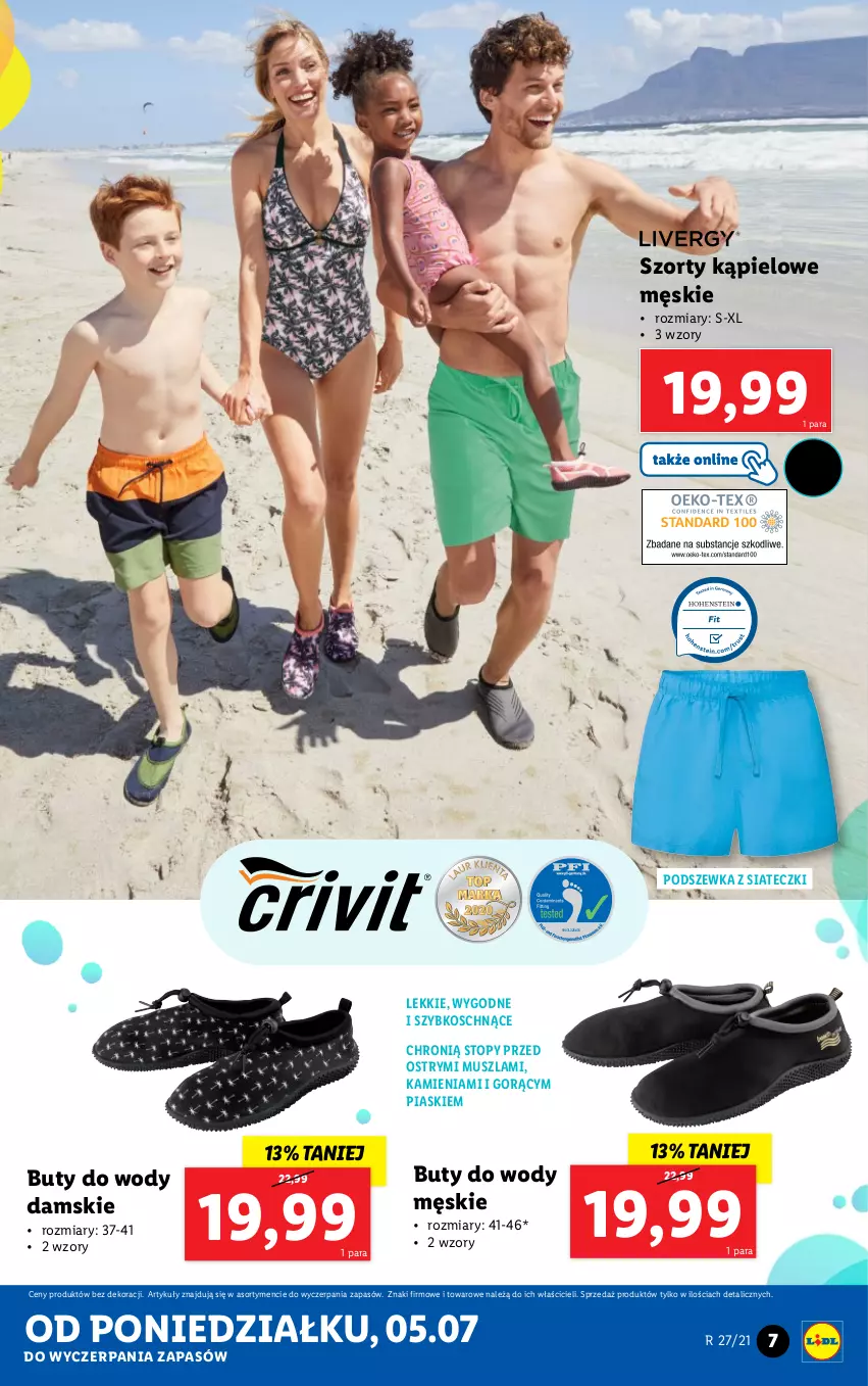 Gazetka promocyjna Lidl - GAZETKA - ważna 05.07 do 10.07.2021 - strona 7 - produkty: Buty, Buty do wody, Mus, Szorty, Top