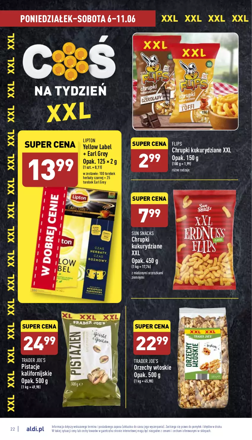 Gazetka promocyjna Aldi - Katalog spożywczy - ważna 06.06 do 11.06.2022 - strona 22 - produkty: Chrupki, Earl Grey, Lipton, Orzechy włoskie, Pistacje