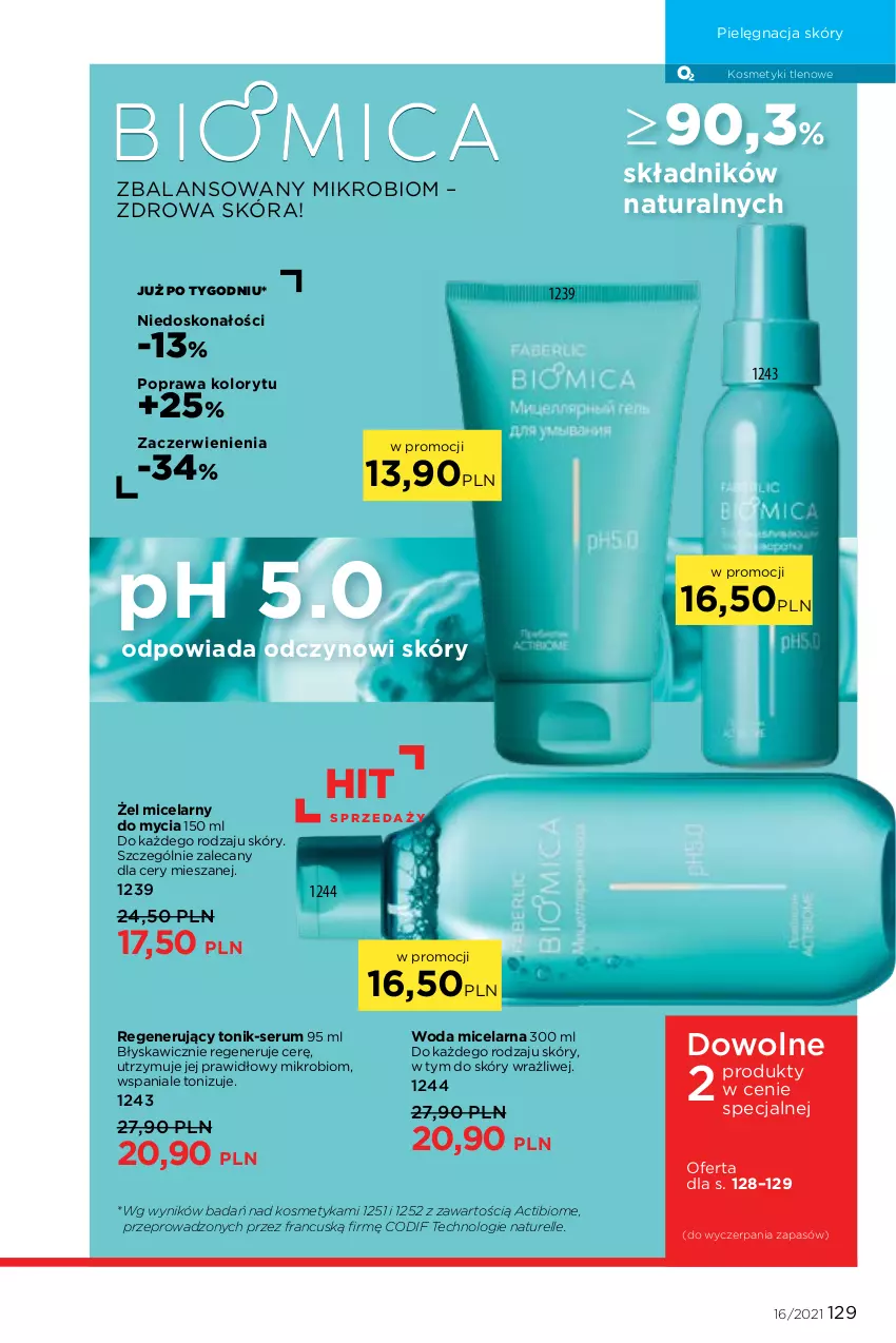 Gazetka promocyjna Faberlic - Gazetka - ważna 01.11 do 21.11.2021 - strona 129 - produkty: Naturell, Pielęgnacja skóry, Rum, Ser, Serum, Tonik, Woda, Woda micelarna