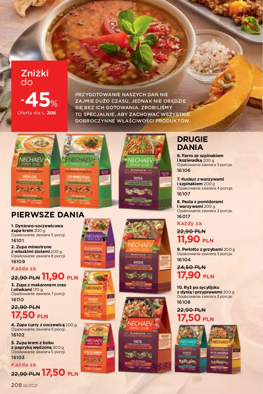 Gazetka promocyjna Faberlic - Gazetka - ważna 01.11 do 21.11.2021 - strona 208 - produkty: Dynią, Fa, Kuskus, Makaron, Por, Ryż, Szpinak, Warzywa, Zupa