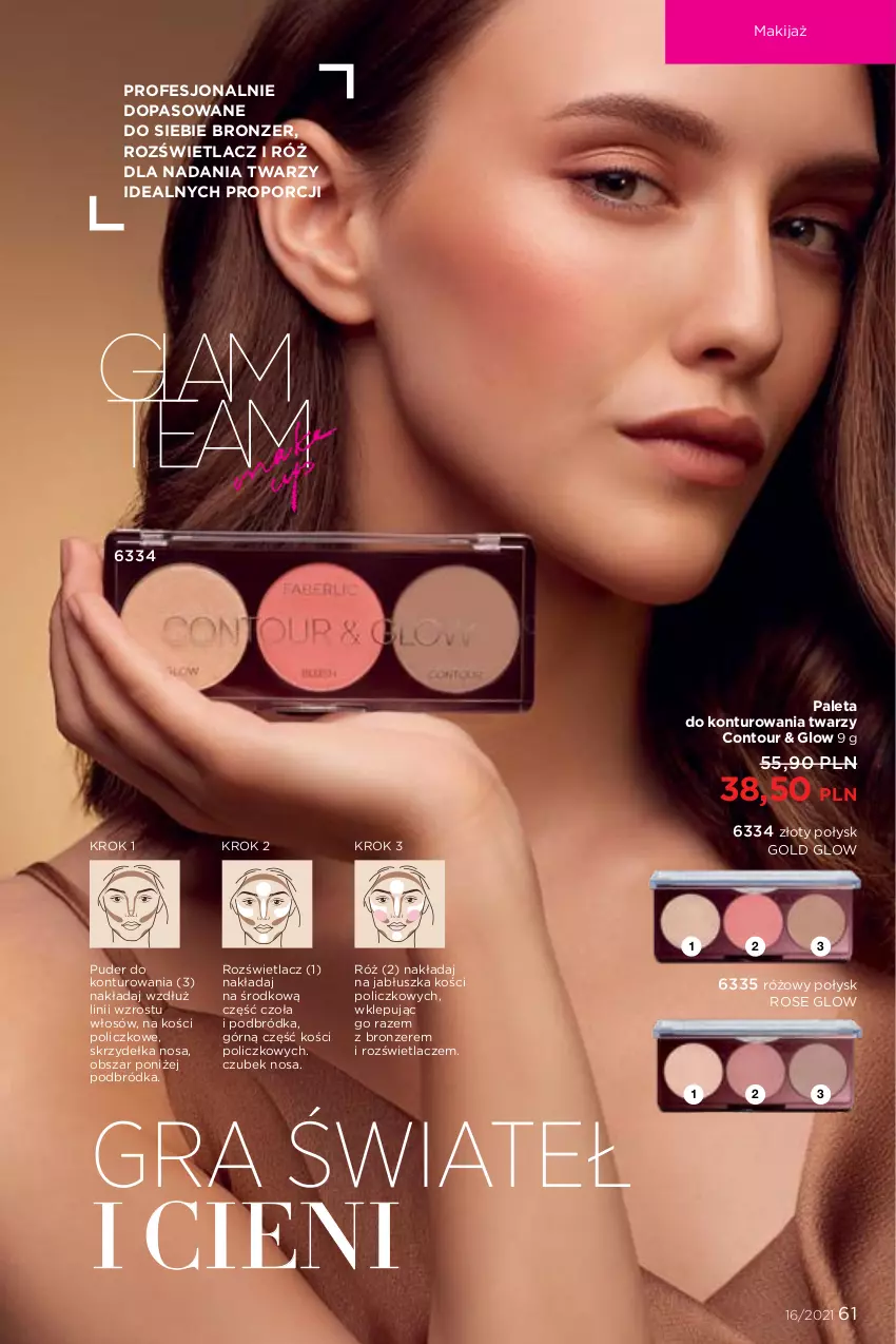 Gazetka promocyjna Faberlic - Gazetka - ważna 01.11 do 21.11.2021 - strona 61 - produkty: Bronzer, Gra, Makijaż, Paleta, Por, Puder, Rozświetlacz