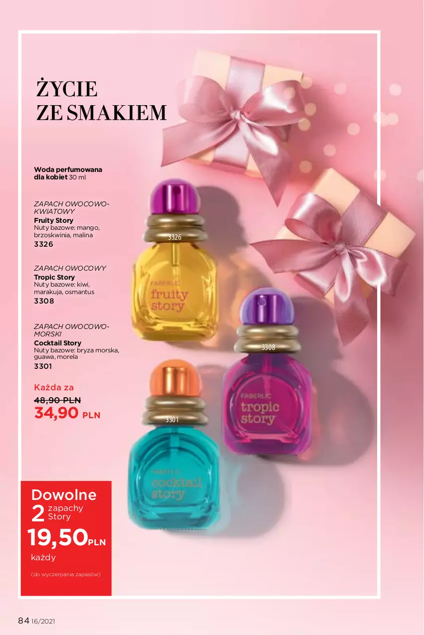 Gazetka promocyjna Faberlic - Gazetka - ważna 01.11 do 21.11.2021 - strona 84 - produkty: Bryza, Kiwi, Mango, Morela, Nuty, Perfum, Woda, Woda perfumowana