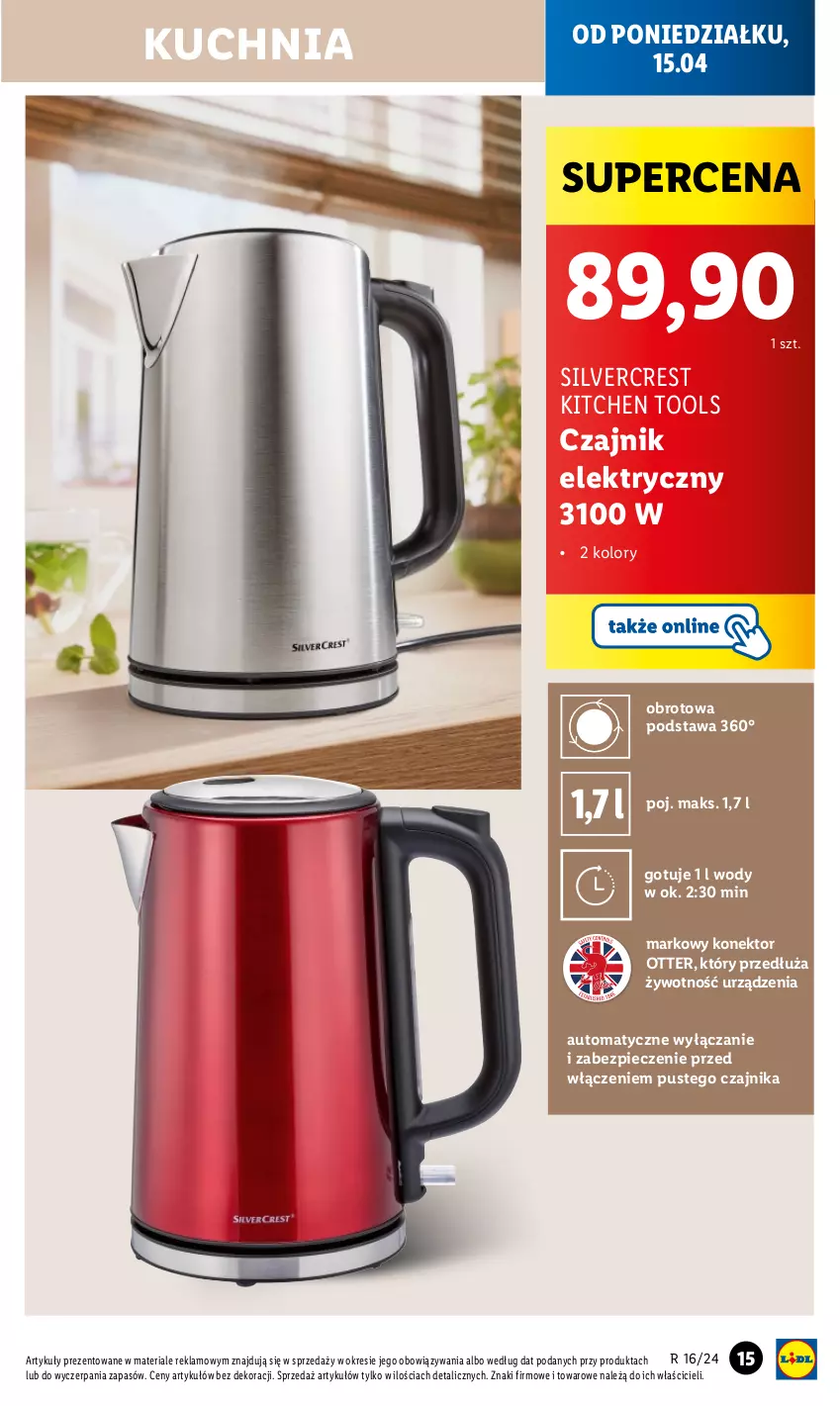 Gazetka promocyjna Lidl - GAZETKA - ważna 15.04 do 20.04.2024 - strona 17 - produkty: Czajnik, Czajnik elektryczny, Kuchnia, Piec, Silvercrest