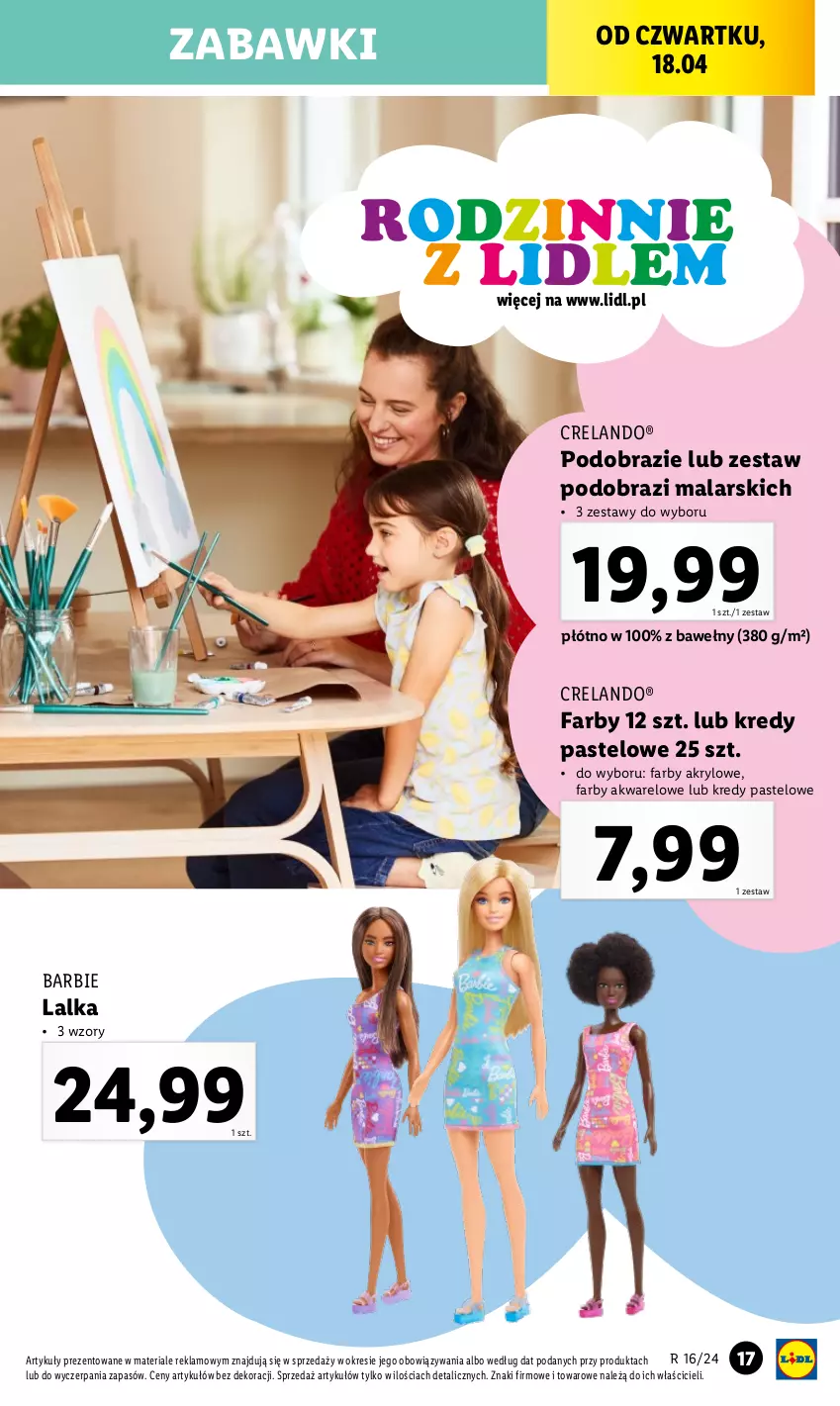 Gazetka promocyjna Lidl - GAZETKA - ważna 15.04 do 20.04.2024 - strona 19 - produkty: Barbie, Fa, Lalka, Obraz