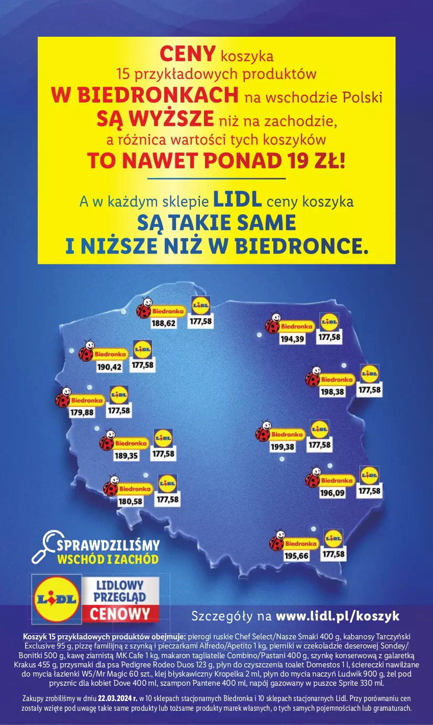 Gazetka promocyjna Lidl - GAZETKA - ważna 15.04 do 20.04.2024 - strona 2 - produkty: Bonitki, Deser, Do mycia naczyń, Domestos, Dove, Dron, Fa, Gala, Gra, Kabanos, Klej, Kosz, Krakus, Ludwik, Makaron, Napój, Napój gazowany, Pantene, Pedigree, Piec, Pieczarka, Piernik, Pierniki w czekoladzie, Pierogi, Płyn do mycia, Płyn do mycia naczyń, Por, Przysmaki, Rama, Ser, Sprite, Szampon, Tagliatelle, Tarczyński