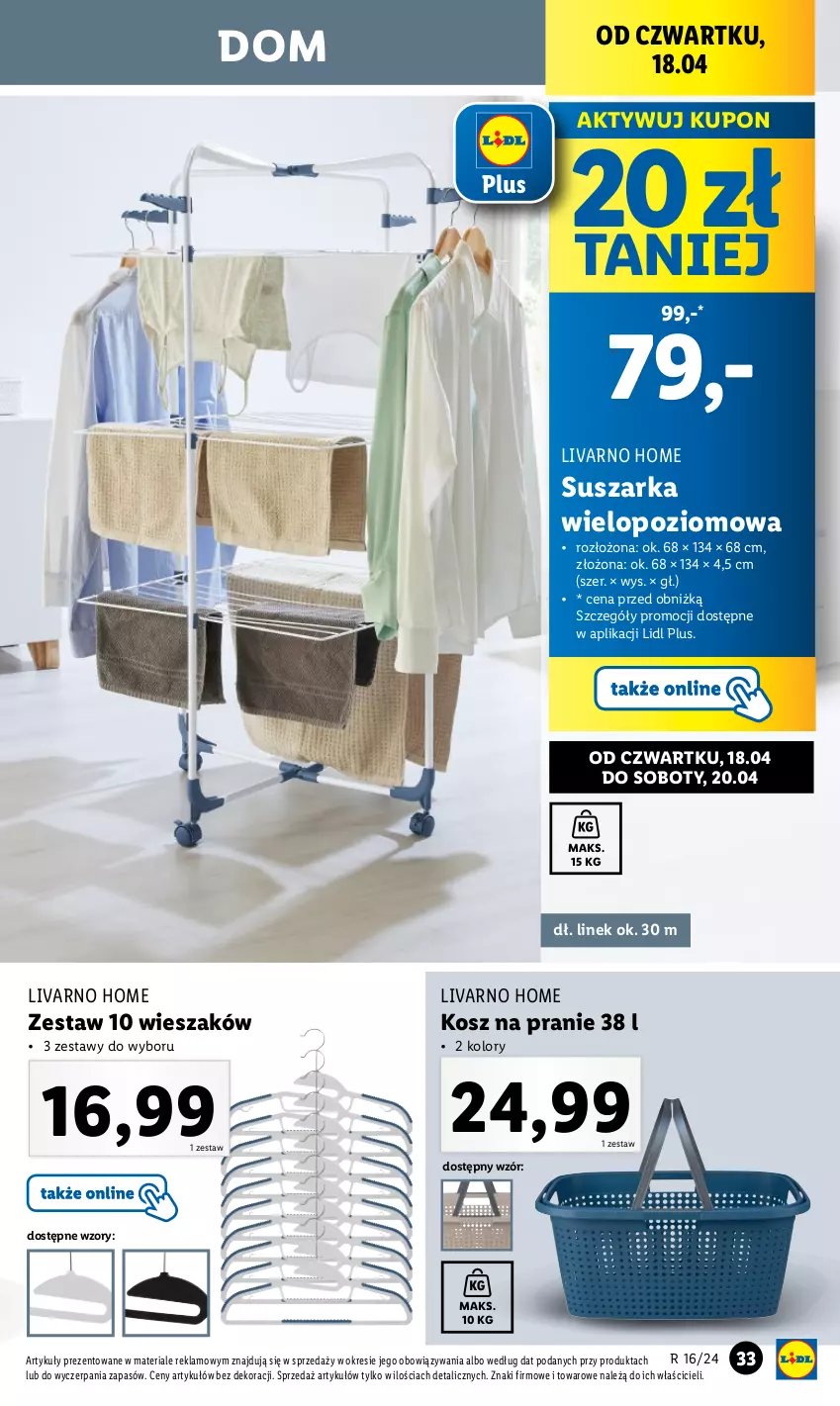 Gazetka promocyjna Lidl - GAZETKA - ważna 15.04 do 20.04.2024 - strona 37 - produkty: Ivar, Kosz, Suszarka, Wieszak