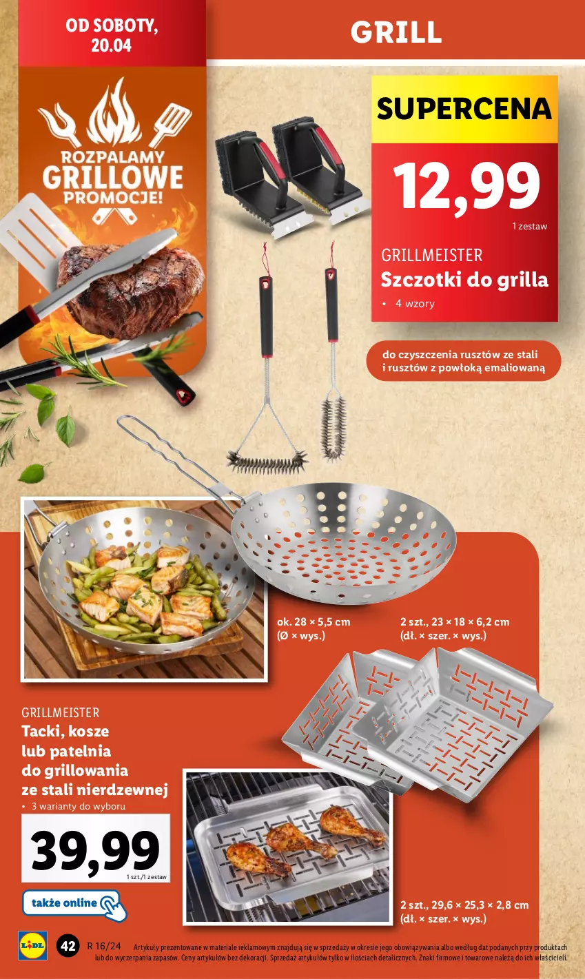 Gazetka promocyjna Lidl - GAZETKA - ważna 15.04 do 20.04.2024 - strona 46 - produkty: Grill, Kosz, Patelnia