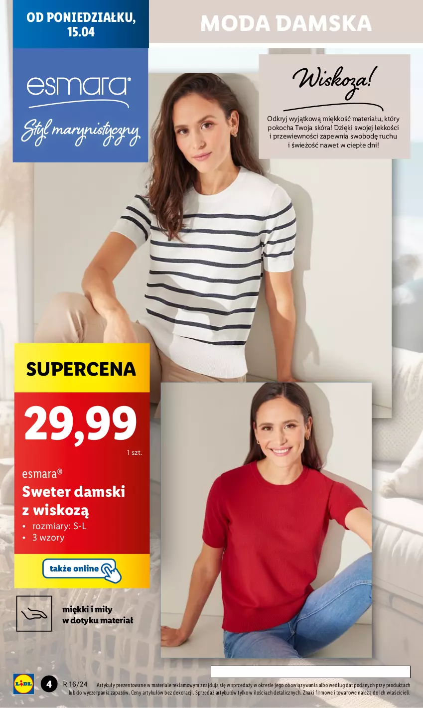 Gazetka promocyjna Lidl - GAZETKA - ważna 15.04 do 20.04.2024 - strona 6 - produkty: Koc, Moda, Sweter