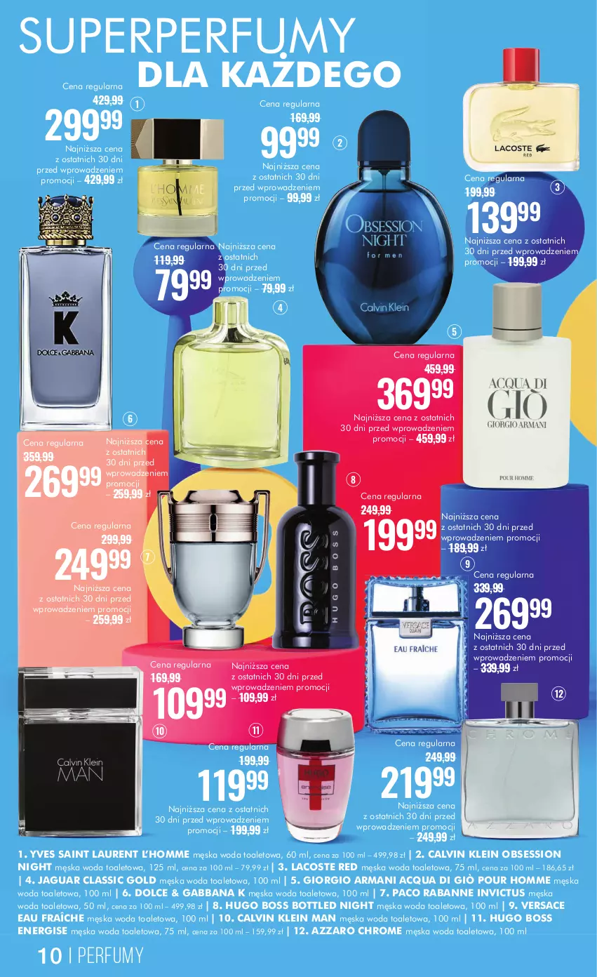 Gazetka promocyjna Super Pharm - Gazetka - ważna 15.05 do 28.05.2024 - strona 10 - produkty: Azzaro, Calvin Klein, Giorgio Armani, Hugo Boss, Jaguar, Lacoste, Laur, Paco Rabanne, Perfum, SESSIO, Versace, Woda, Woda toaletowa, Yves Saint Laurent