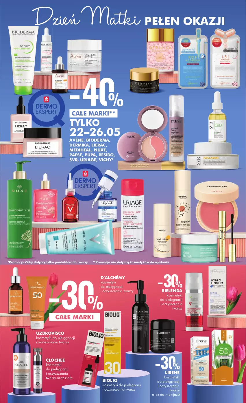 Gazetka promocyjna Super Pharm - Gazetka - ważna 15.05 do 28.05.2024 - strona 5 - produkty: Avène, Bielenda, Bioderma, Dermika, Kosmetyki do pielęgnacji, Lierac, Lirene, Makijaż, Nuxe, PAESE, Pupa, SVR, Vichy